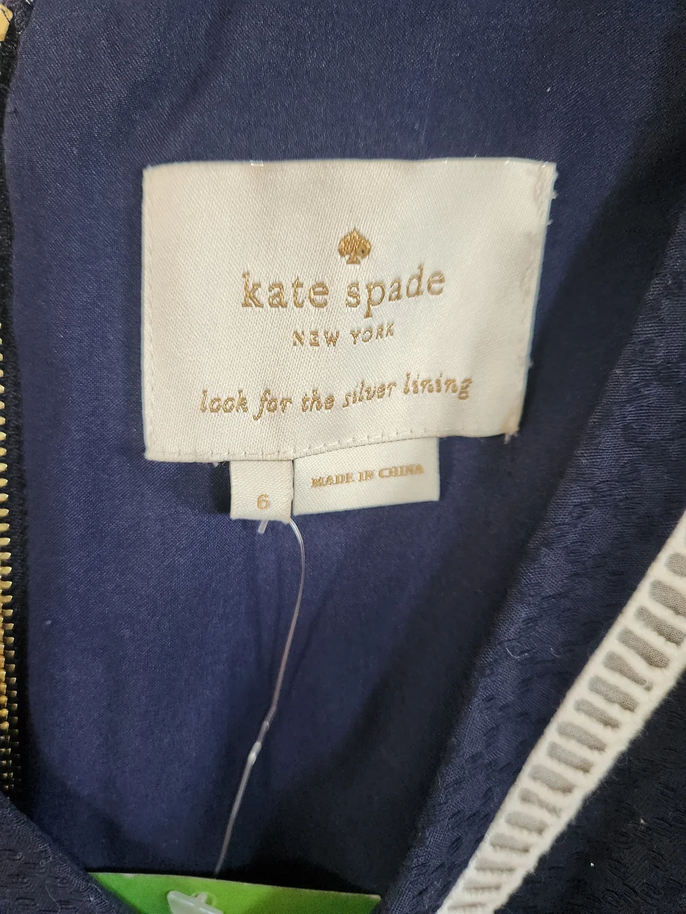 kate spade Navy A-Line Dress with White Trim